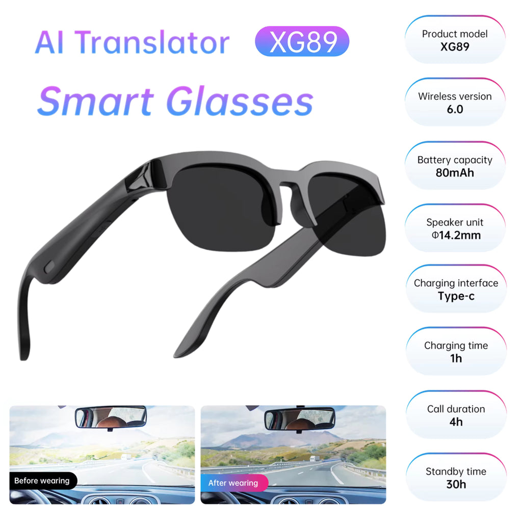 XG89 Smart Bluetooth Sunglasses – Wireless Audio, Built-In Microphone & Hands-Free Calling